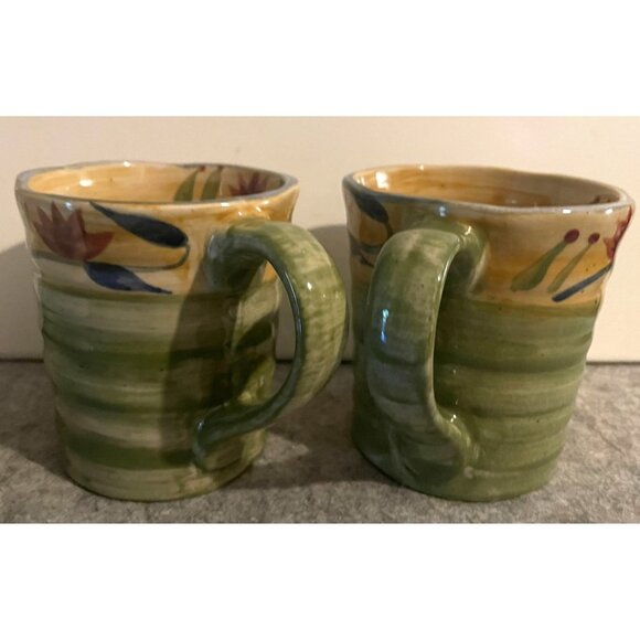 2 Pier 1 Import San Marino Earthenware Mugs, Elizabeth Design  # 1977 - Picture 2 of 6
